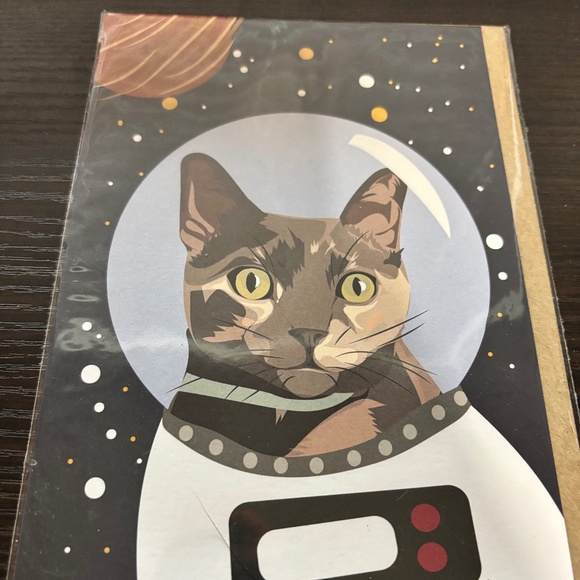 Cat in Space Blank Greeting Card - Picture 1 of 2